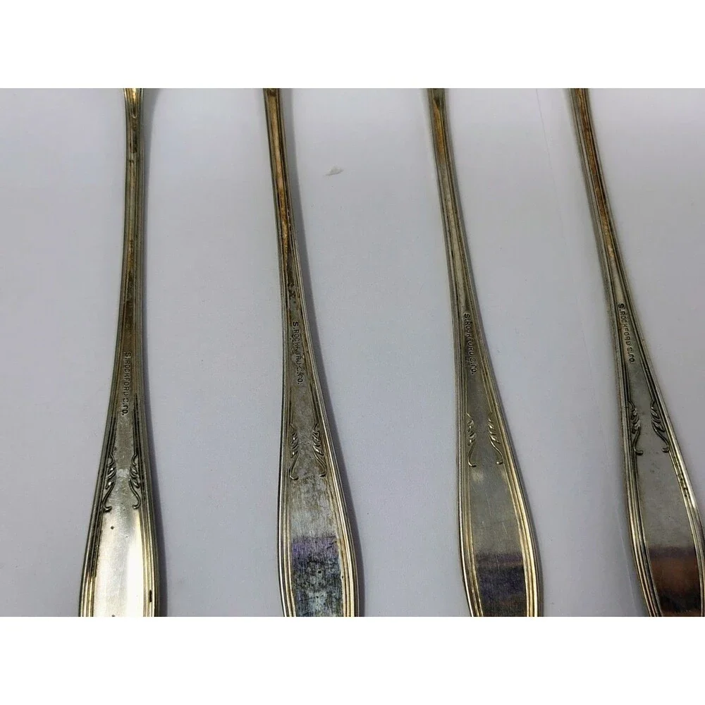 Oneida Rosemary Rockford Silverplate Set Of 9 Cocktail Forks Art Deco MCM